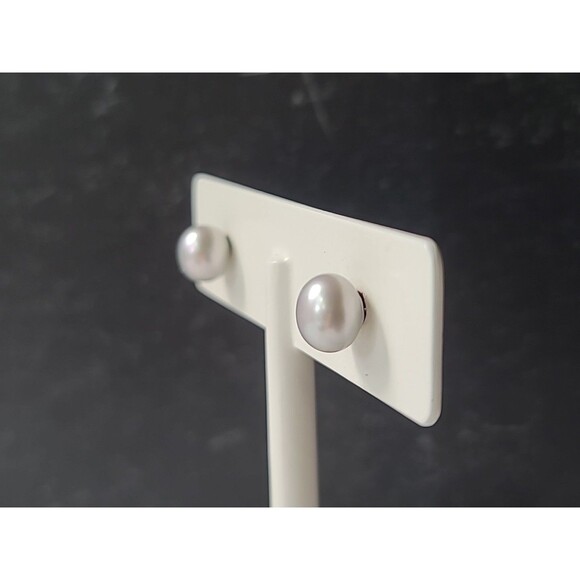 Honora 925 Sterling Silver Gray Pearl Stud Earrings Vintage - Picture 4 of 10